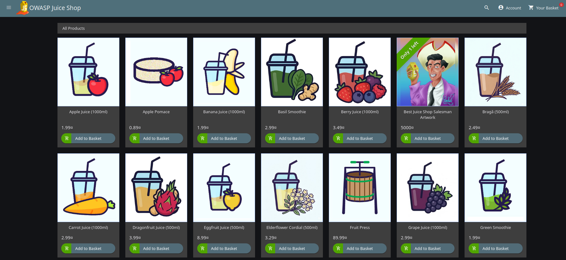 OWASP Juice Shop tienda y scoreboard de retos
