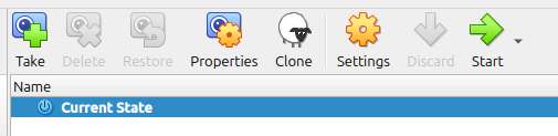 Interfaz de snapshots de VirtualBox con árbol de estados