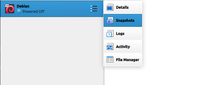 Interfaz de snapshots de VirtualBox con árbol de estados