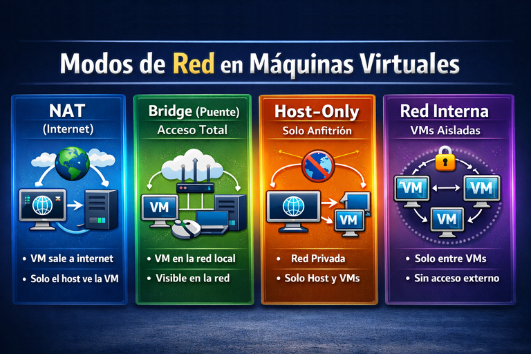 Redes en máquinas virtuales (NAT, Bridge, Host-Only e Internal Network)