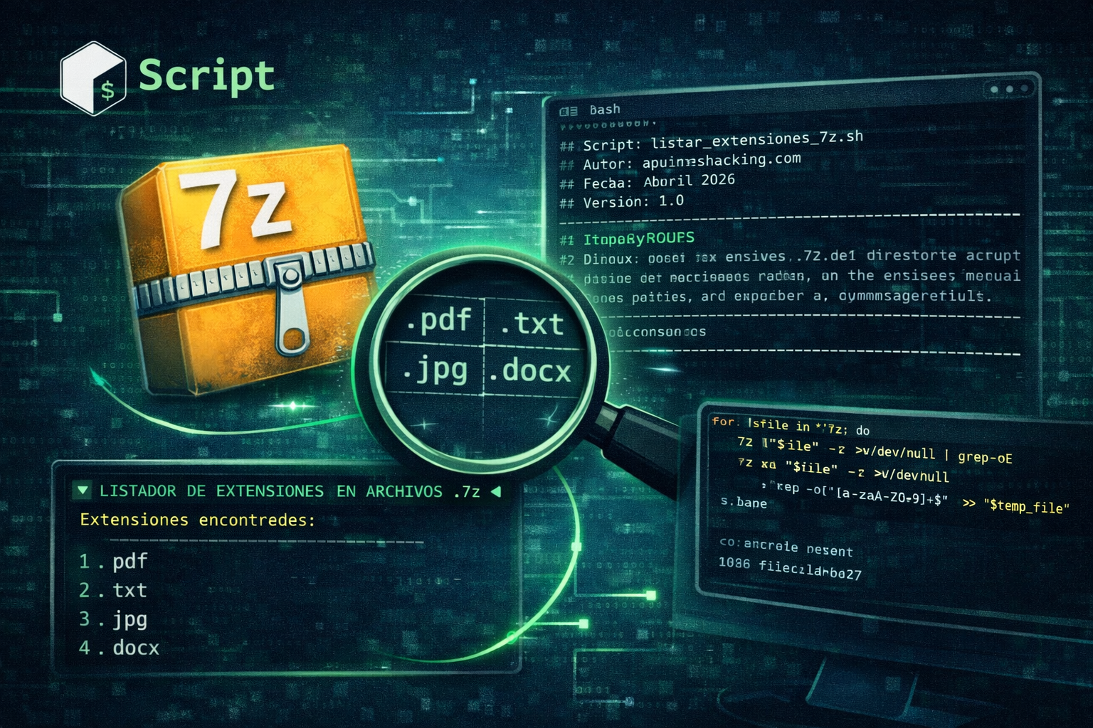 Inspección de contenidos de archivos 7z mediante scripting